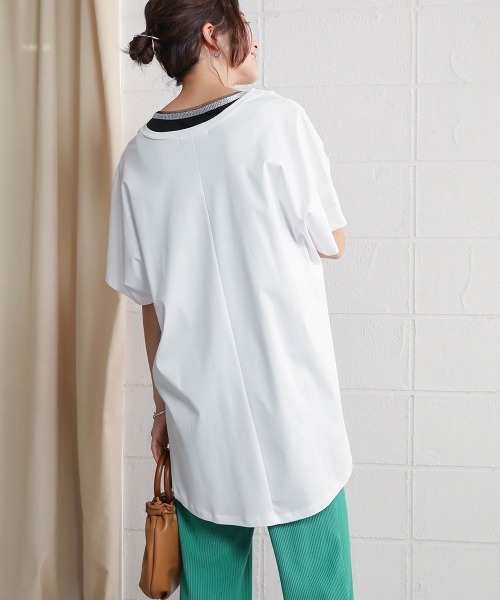 Bou Jeloud（ブージュルード）の「シルケットコットンＶネックロングトップス（チュニック・レディース・ブラック/カーキ/オフホワイト・FREE）」の9枚目の写真