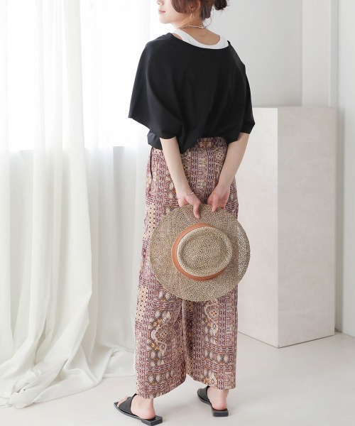 Bou Jeloud（ブージュルード）の「シルケットコットンＶネックロングトップス（チュニック・レディース・ブラック/カーキ/オフホワイト・FREE）」の15枚目の写真