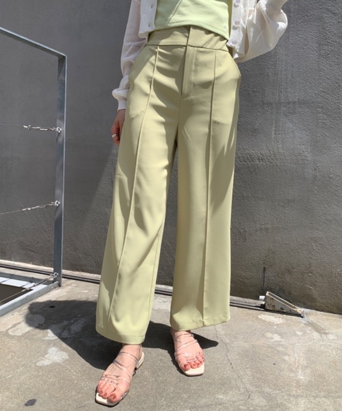 OLIVE des OLIVE（オリーブデオリーブ）の「ハイウエストカラフルワイドパンツ（スラックス・レディース・オフホワイト/ブラック/ラベンダー/ライム・FREE）」の4枚目の写真