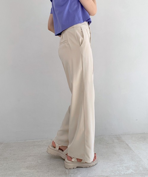 OLIVE des OLIVE（オリーブデオリーブ）の「ハイウエストカラフルワイドパンツ（スラックス・レディース・オフホワイト/ブラック/ラベンダー/ライム・FREE）」の13枚目の写真