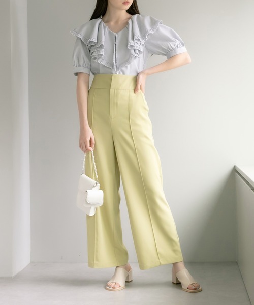 OLIVE des OLIVE（オリーブデオリーブ）の「ハイウエストカラフルワイドパンツ（スラックス・レディース・オフホワイト/ブラック/ラベンダー/ライム・FREE）」の10枚目の写真