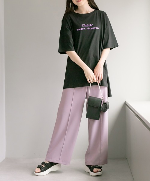 OLIVE des OLIVE（オリーブデオリーブ）の「ハイウエストカラフルワイドパンツ（スラックス・レディース・オフホワイト/ブラック/ラベンダー/ライム・FREE）」の7枚目の写真