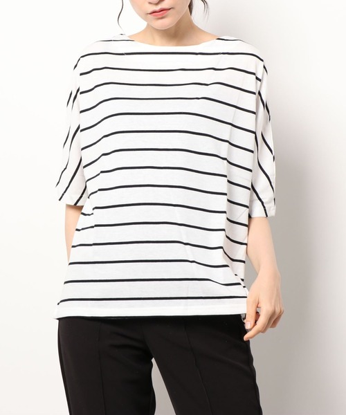 KOBE LETTUCE(コウベレタス)の「ゆるカットソートップス(Tシャツ/カットソー・レディース・ブラック/オレンジ系/パープル系その他/ホワイト×ブラック/オフホワイト・FREE)」の3枚目の写真