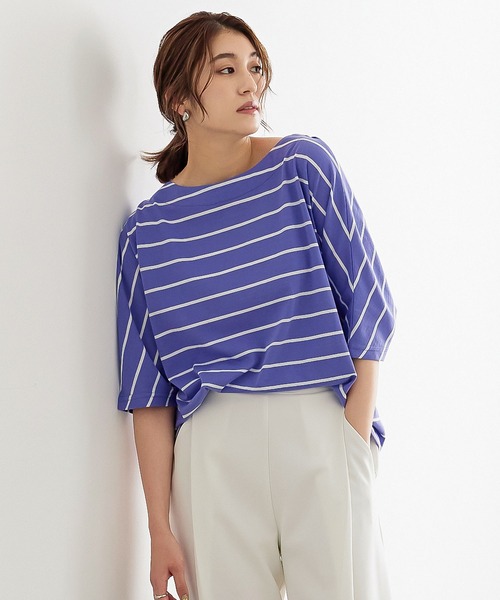 KOBE LETTUCE(コウベレタス)の「ゆるカットソートップス(Tシャツ/カットソー・レディース・ブラック/オレンジ系/パープル系その他/ホワイト×ブラック/オフホワイト・FREE)」の5枚目の写真