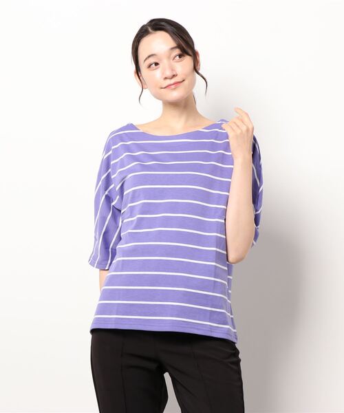 KOBE LETTUCE(コウベレタス)の「ゆるカットソートップス(Tシャツ/カットソー・レディース・ブラック/オレンジ系/パープル系その他/ホワイト×ブラック/オフホワイト・FREE)」の9枚目の写真