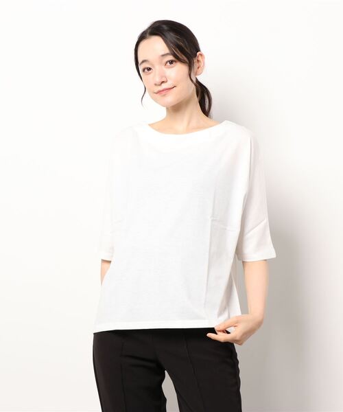 KOBE LETTUCE(コウベレタス)の「ゆるカットソートップス(Tシャツ/カットソー・レディース・ブラック/オレンジ系/パープル系その他/ホワイト×ブラック/オフホワイト・FREE)」の19枚目の写真