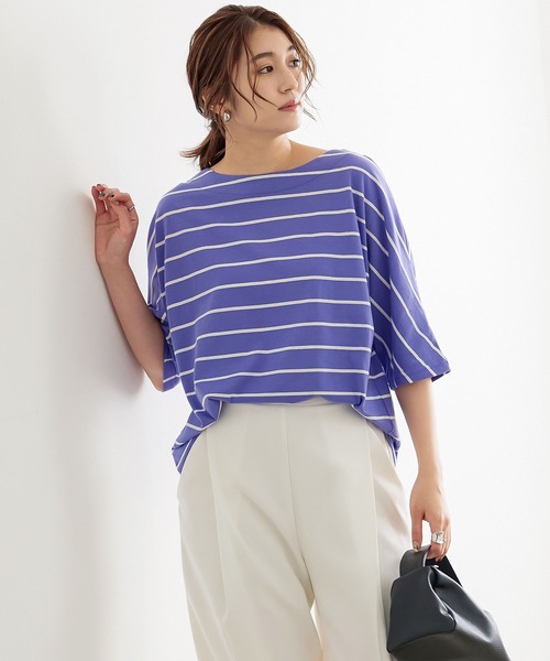 KOBE LETTUCE(コウベレタス)の「ゆるカットソートップス(Tシャツ/カットソー・レディース・ブラック/オレンジ系/パープル系その他/ホワイト×ブラック/オフホワイト・FREE)」の17枚目の写真
