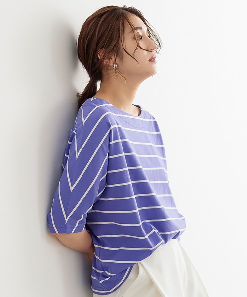 KOBE LETTUCE(コウベレタス)の「ゆるカットソートップス(Tシャツ/カットソー・レディース・ブラック/オレンジ系/パープル系その他/ホワイト×ブラック/オフホワイト・FREE)」の16枚目の写真