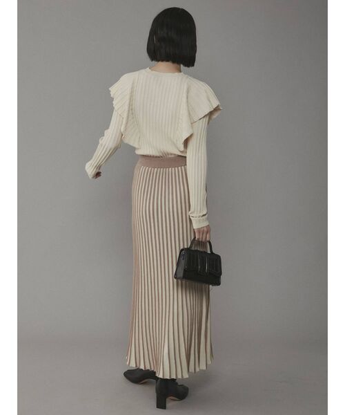 COTORICA（コトリカ）の「配色ストライプニットスカート（スカート・レディース・ブラック/ブラウン/ベージュ・FREE）」の4枚目の写真