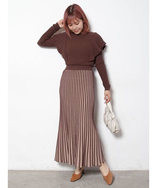 COTORICA（コトリカ）の「配色ストライプニットスカート（スカート・レディース・ブラック/ブラウン/ベージュ・FREE）」の21枚目の写真