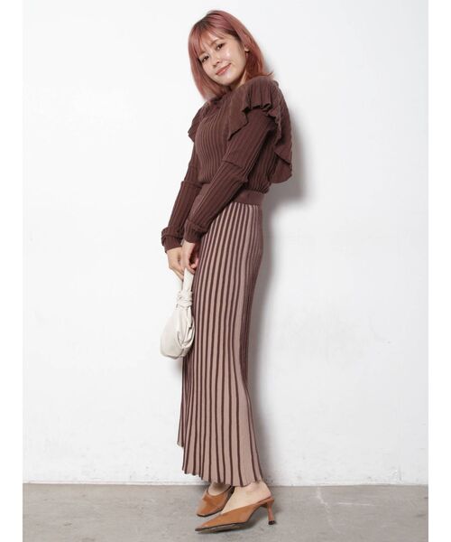 COTORICA（コトリカ）の「配色ストライプニットスカート（スカート・レディース・ブラック/ブラウン/ベージュ・FREE）」の12枚目の写真