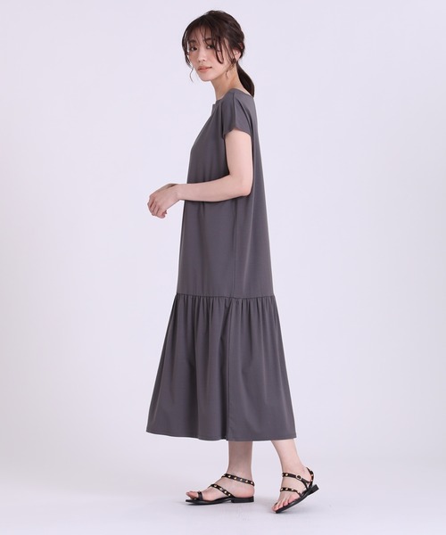 ワンピース ドレス ワンピース ボートネックカットワンピース 接触冷感 ワンピース Ined イネド