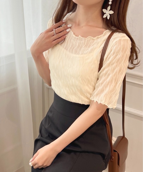 apres jour(アプレジュール)の「シアージャガード+インナーSET【ZOZOTOWN限定アイテム】(Tシャツ/カットソー・レディース・オフホワイト/アイボリー/ブラック・X-LARGE/フリー)」の9枚目の写真