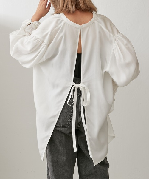 Lui's（ルイス）の「ラッフルスリーブギャザーブラウス（シャツ/ブラウス・レディース・ブラック/オフホワイト/ブルー・FREE）」の19枚目の写真