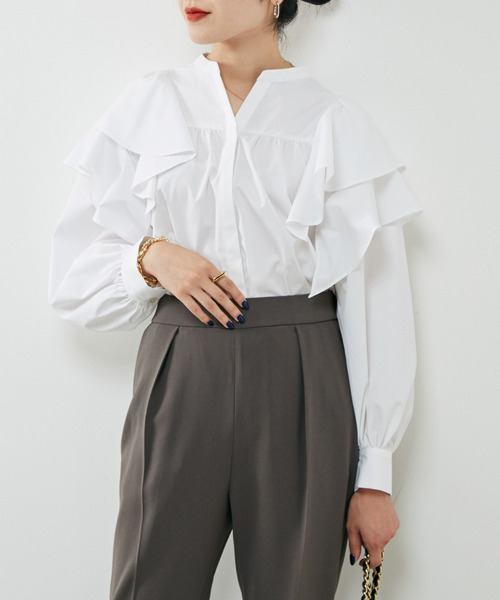 22AW リエス　フリルブラウス　ホワイト Liesse（リエス）の「フリルブラウス（シャツ/ブラウス）」 - WEAR