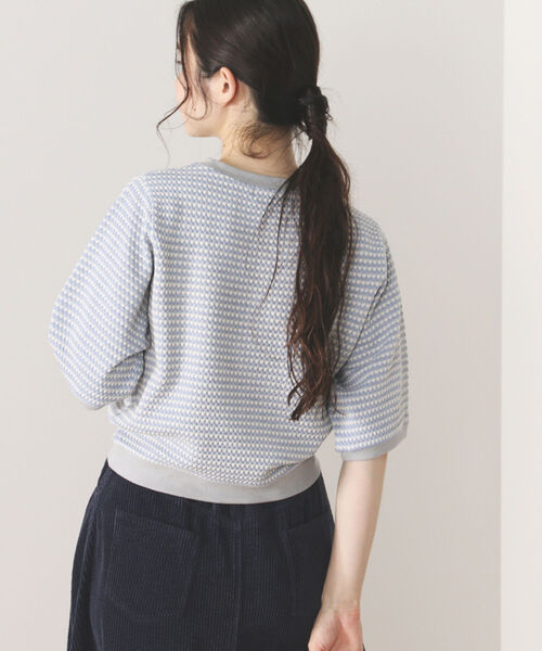 BEAMS HEART(ビームスハート)の「BEAMS HEART / ハニカム ジャカード プルオーバー(Tシャツ/カットソー・レディース・ベージュ/ブラック/ライトグレー・FREE)」の3枚目の写真