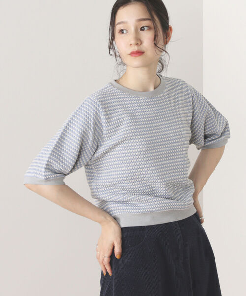 BEAMS HEART(ビームスハート)の「BEAMS HEART / ハニカム ジャカード プルオーバー(Tシャツ/カットソー・レディース・ベージュ/ブラック/ライトグレー・FREE)」の13枚目の写真
