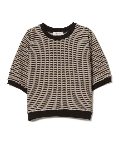 BEAMS HEART(ビームスハート)の「BEAMS HEART / ハニカム ジャカード プルオーバー(Tシャツ/カットソー・レディース・ベージュ/ブラック/ライトグレー・FREE)」の21枚目の写真