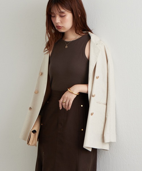 natural couture（ナチュラルクチュール）の「2022AWアイテム/カップ付きで楽ちん！シンプルアメスリインナータンク（タンクトップ・レディース・ブラック/ブラウン/オフホワイト/ピンク/ミント・FREE）」の14枚目の写真