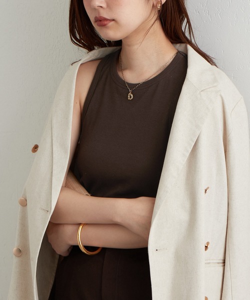 natural couture（ナチュラルクチュール）の「2022AWアイテム/カップ付きで楽ちん！シンプルアメスリインナータンク（タンクトップ・レディース・ブラック/ブラウン/オフホワイト/ピンク/ミント・FREE）」の10枚目の写真