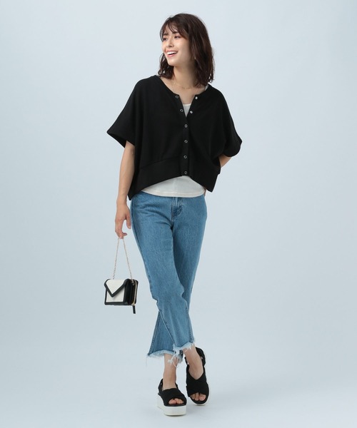 BAYFLOW（ベイフロー）の「セットアップカットソーカーディガン（カーディガン/ボレロ・レディース・ライトグレー/ブラック・FREE）」の14枚目の写真