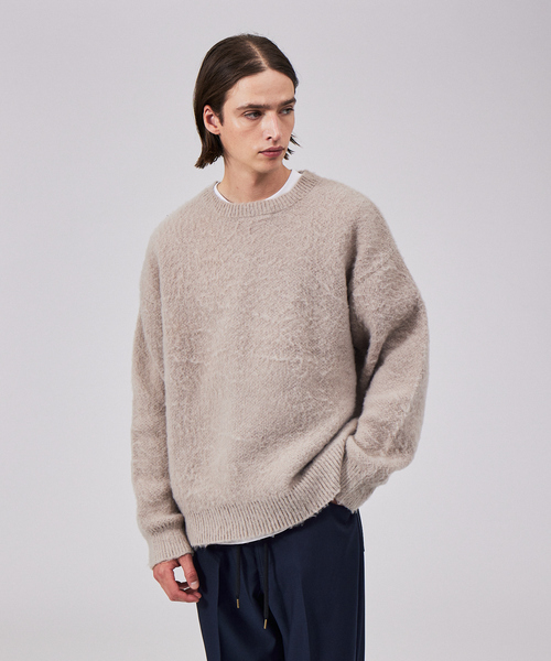 MYSELF ABAHOUSE(マイセルフアバハウス)の「【アンサンブル対応】シャギーニットクルーネックセーター(ニット/セーター・メンズ・ベージュ/グリーン/ブルー/グレー/ブラック・46/48)」の4枚目の写真