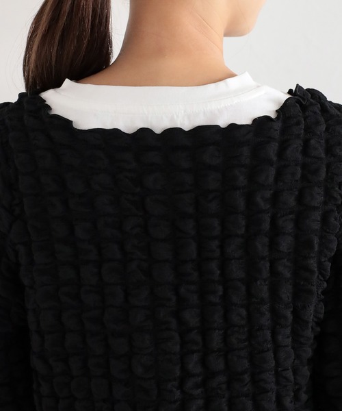 mysty woman(ミスティウーマン)の「ポコポコシャーリングカーディガン 157816(カーディガン/ボレロ・レディース・ブラック/グレイッシュブルー/アイボリー・FREE)」の15枚目の写真