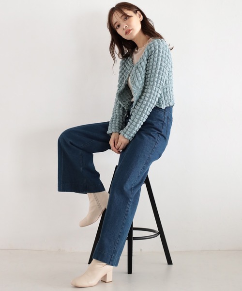 mysty woman(ミスティウーマン)の「ポコポコシャーリングカーディガン 157816(カーディガン/ボレロ・レディース・ブラック/グレイッシュブルー/アイボリー・FREE)」の13枚目の写真