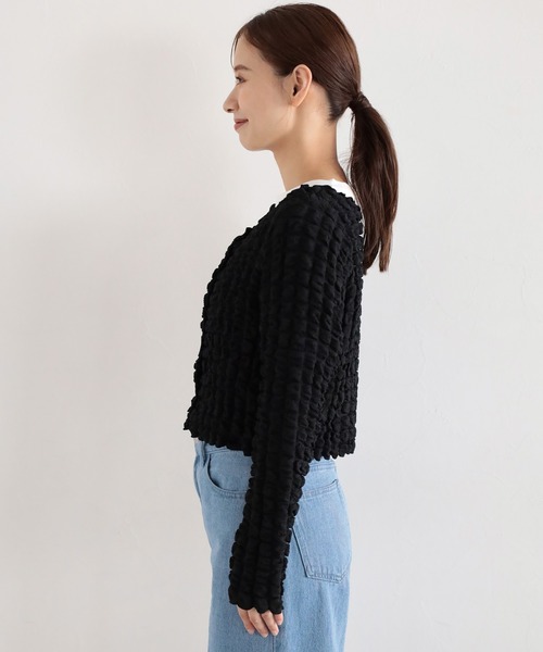 mysty woman(ミスティウーマン)の「ポコポコシャーリングカーディガン 157816(カーディガン/ボレロ・レディース・ブラック/グレイッシュブルー/アイボリー・FREE)」の10枚目の写真
