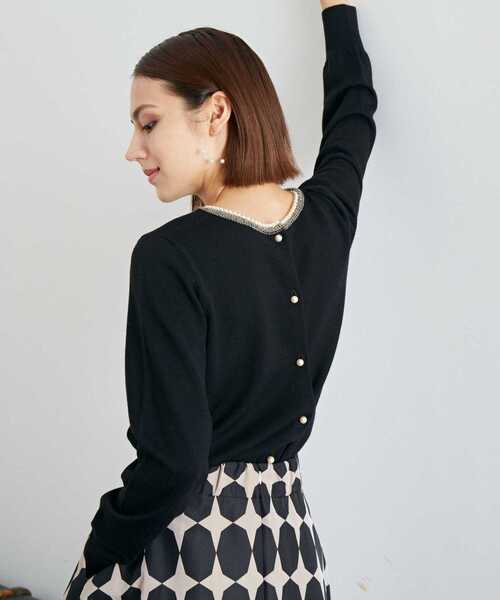 Tiara（ティアラ）の「2WAYパールニットカーディガン（カーディガン/ボレロ・レディース・チャコールグレー/ブラック/アイボリー・FREE）」の3枚目の写真