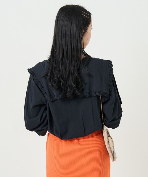 FREAK'S STORE（フリークスストア）の「フリル丸襟カットロンTEE（Tシャツ/カットソー・レディース・オフホワイト/ブラック/オリーブ/その他・ﾌﾘ-）」の8枚目の写真