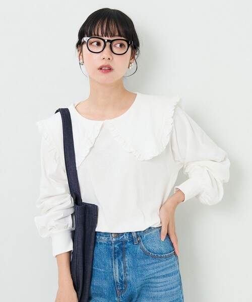 FREAK'S STORE（フリークスストア）の「フリル丸襟カットロンTEE（Tシャツ/カットソー・レディース・オフホワイト/ブラック/オリーブ/その他・ﾌﾘ-）」の13枚目の写真