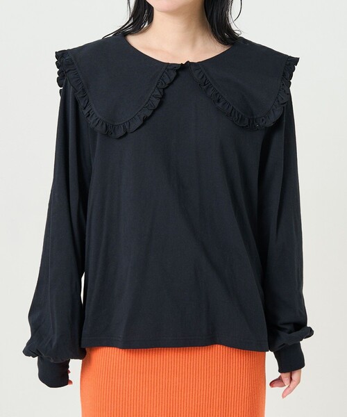 FREAK'S STORE（フリークスストア）の「フリル丸襟カットロンTEE（Tシャツ/カットソー・レディース・オフホワイト/ブラック/オリーブ/その他・ﾌﾘ-）」の16枚目の写真