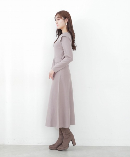 PROPORTION BODY DRESSING（プロポーションボディドレッシング）の「レトロカラークラシカルニットワンピース / 1212240512（ワンピース・レディース・ベージュ/ブルー/ブラック・SMALL/MEDIUM）」の11枚目の写真
