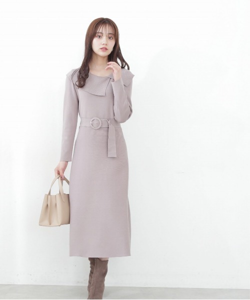 PROPORTION BODY DRESSING（プロポーションボディドレッシング）の「レトロカラークラシカルニットワンピース / 1212240512（ワンピース・レディース・ベージュ/ブルー/ブラック・SMALL/MEDIUM）」の13枚目の写真