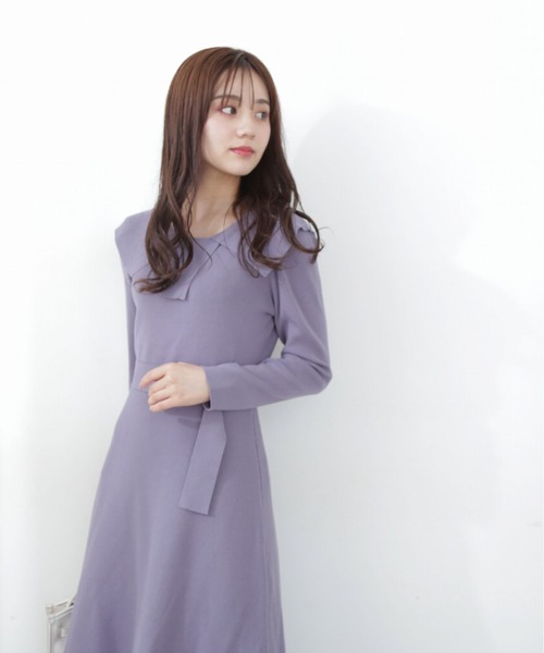 PROPORTION BODY DRESSING（プロポーションボディドレッシング）の「レトロカラークラシカルニットワンピース / 1212240512（ワンピース・レディース・ベージュ/ブルー/ブラック・SMALL/MEDIUM）」の5枚目の写真