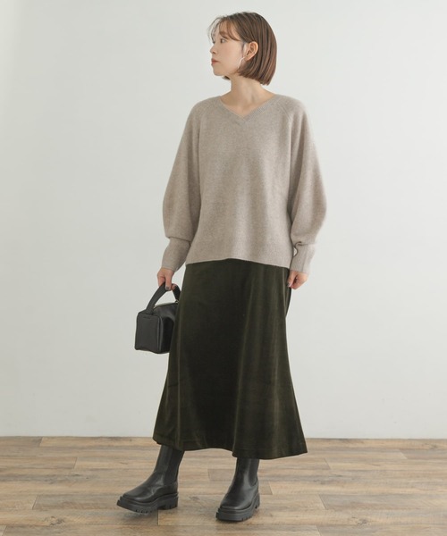 F by ROSSO(エフバイロッソ)の「F by ROSSO ベロアマーメイドスカート(スカート・レディース・カーキ/イエロー・38/36)」の5枚目の写真