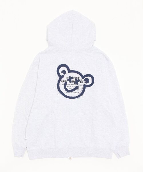 ISTKUNST（イストクンスト）の「A'GEM/9 × .kom『ISTKUNST/イストクンスト』BEAR & SMILEY HOOD ZIP UP/ベアロゴスマイル ジップアップパーカー（パーカー・レディース・ブラック/ライトグレー・L/M）」の4枚目の写真