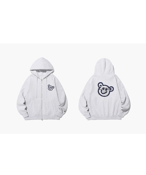 ISTKUNST（イストクンスト）の「A'GEM/9 × .kom『ISTKUNST/イストクンスト』BEAR & SMILEY HOOD ZIP UP/ベアロゴスマイル ジップアップパーカー（パーカー・レディース・ブラック/ライトグレー・L/M）」の14枚目の写真