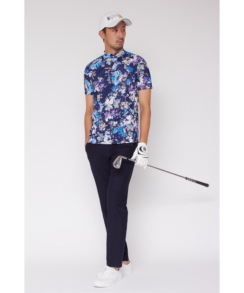 TORNADO MART(トルネードマート)の「【UNISEX】HIGH ST. GOLF∴マーガレットパターンハイゲージ鹿の子モックネックシャツ(Tシャツ/カットソー・メンズ・ネイビー/ホワイト・S/M/L/LL/XS)」の3枚目の写真