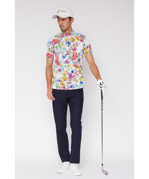 TORNADO MART(トルネードマート)の「【UNISEX】HIGH ST. GOLF∴マーガレットパターンハイゲージ鹿の子モックネックシャツ(Tシャツ/カットソー・メンズ・ネイビー/ホワイト・S/M/L/LL/XS)」の4枚目の写真