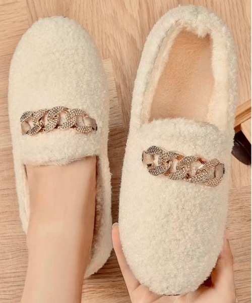 Burner(バーナー)の「【OKUOKU 0909】ボア ビットローファー oku-shoes-124-6(ローファー・レディース・ブラック/ベージュ/アイボリー/ブラック系その他/ホワイト系その他/ベージュ系その他・40/36/38)」の2枚目の写真