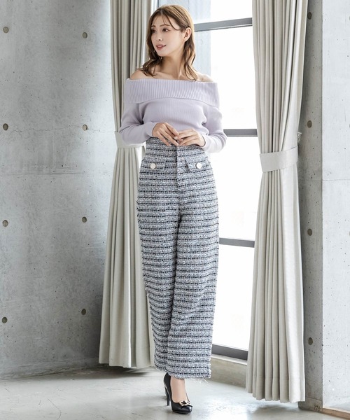 Julia Boutique(ジュリアブティック)の「ツイードストレートパンツ/22534(その他パンツ・レディース・ブラック/グレー・ONE)」の3枚目の写真