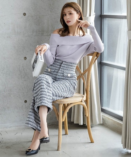 Julia Boutique(ジュリアブティック)の「ツイードストレートパンツ/22534(その他パンツ・レディース・ブラック/グレー・ONE)」の5枚目の写真