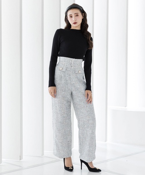 Julia Boutique(ジュリアブティック)の「ツイードストレートパンツ/22534(その他パンツ・レディース・ブラック/グレー・ONE)」の6枚目の写真