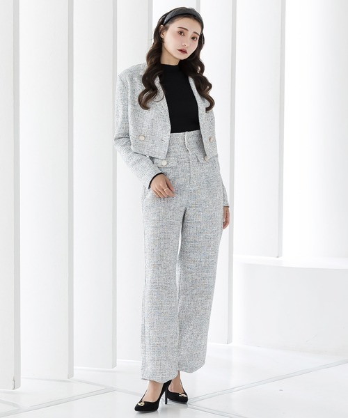 Julia Boutique(ジュリアブティック)の「ツイードストレートパンツ/22534(その他パンツ・レディース・ブラック/グレー・ONE)」の8枚目の写真