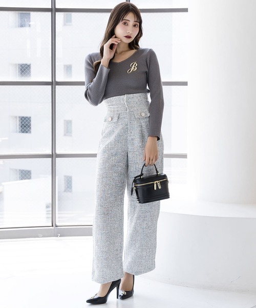 Julia Boutique(ジュリアブティック)の「ツイードストレートパンツ/22534(その他パンツ・レディース・ブラック/グレー・ONE)」の9枚目の写真