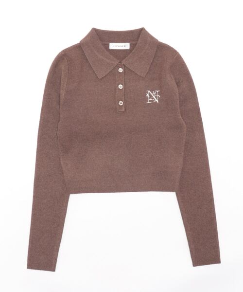 CALNAMUR（カルナムール）の「タイトニットポロ（ニット/セーター・レディース・ベージュ/ブルー/ブラウン・FREE）」の2枚目の写真