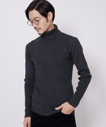 【BLUE STANDARD/ブルースタンダード】ストレッチ リブニット タートルネックセーター