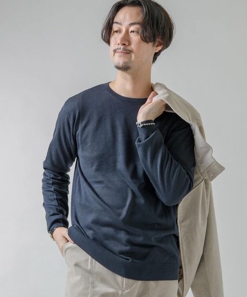 URBAN RESEARCH ROSSO MEN(アーバンリサーチロッソメン)の「『一部WEB限定カラー』『UR TECH』 ハイゲージクルーネックニット(ニット/セーター・メンズ・ネイビー/グレー系その他/ブラック/パープル系その他・LARGE/X-LARGE/MEDIUM)」の3枚目の写真